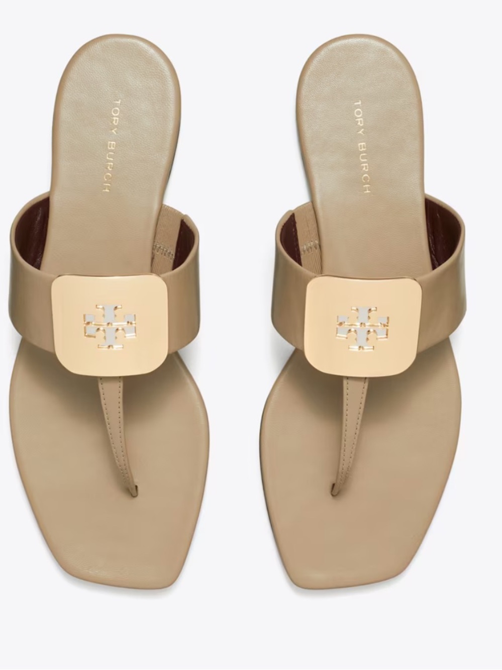 Tory Burch Women's Georgia Leather Thong Sandals with Logo Plaque